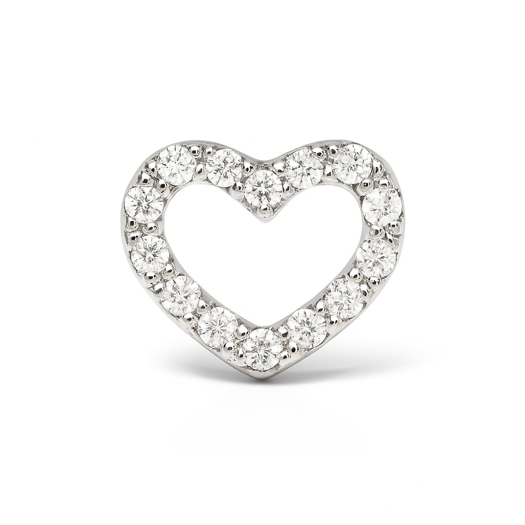 COLGANTE CORAZÓN DE CIRCONITAS ORO BLANCO.7x6MM.