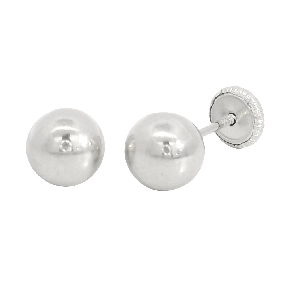 5MM WHITE GOLD STUD EARRINGS.SCREW BACK.