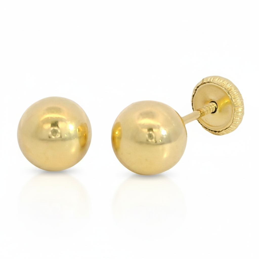6MM BALL STUD EARRINGS.SCREW BACK.