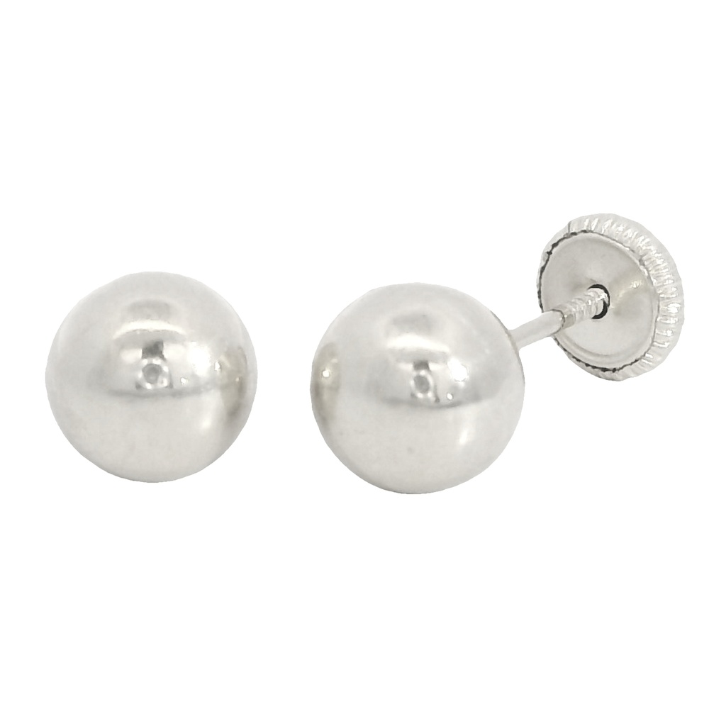 PENDIENTES BOLA ORO BLANCO LISA 6MM.TORNILLO