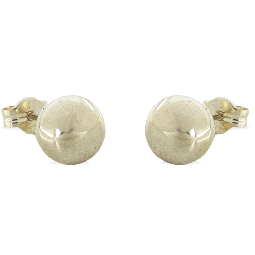 PENDIENTES BOLA LISA 7MM PRESION ORO BLANCO.