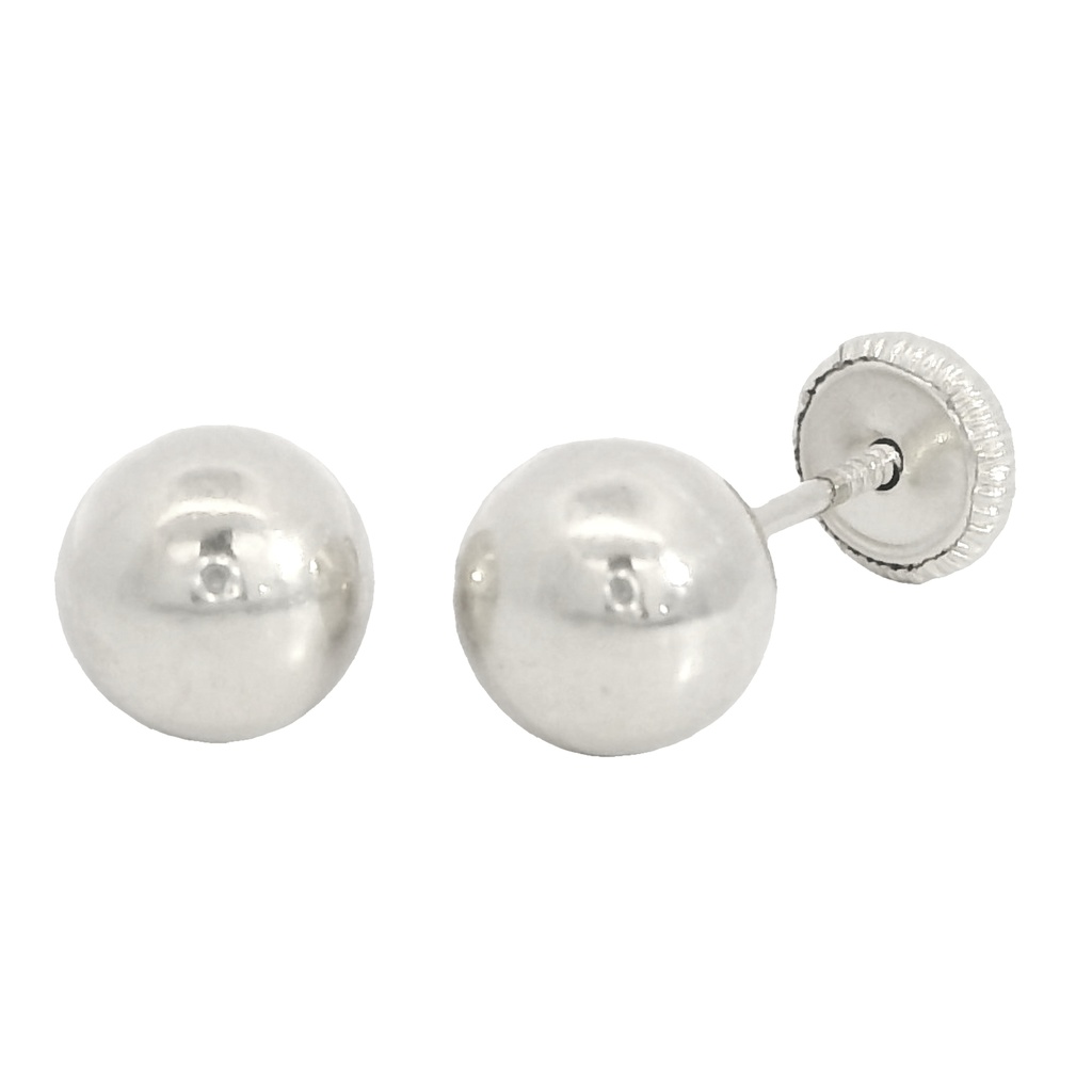 PENDIENTES BOLA LISA 7MM.TORNILLO ORO BLANCO.