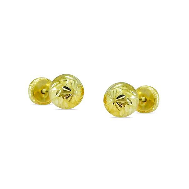 3MM CARVED BALL STUD EARRINGS.SCREW BACK.