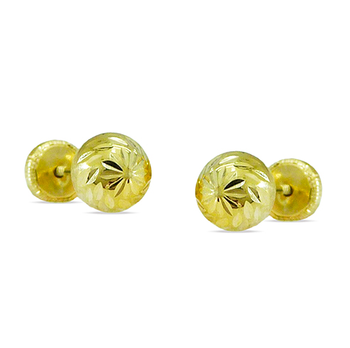 4MM CARVED BALL STUD EARRINGS.SCREW BACK.