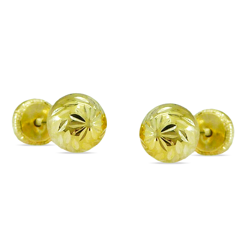 5MM CARVED BALL STUD EARRINGS.SCREW BACK.