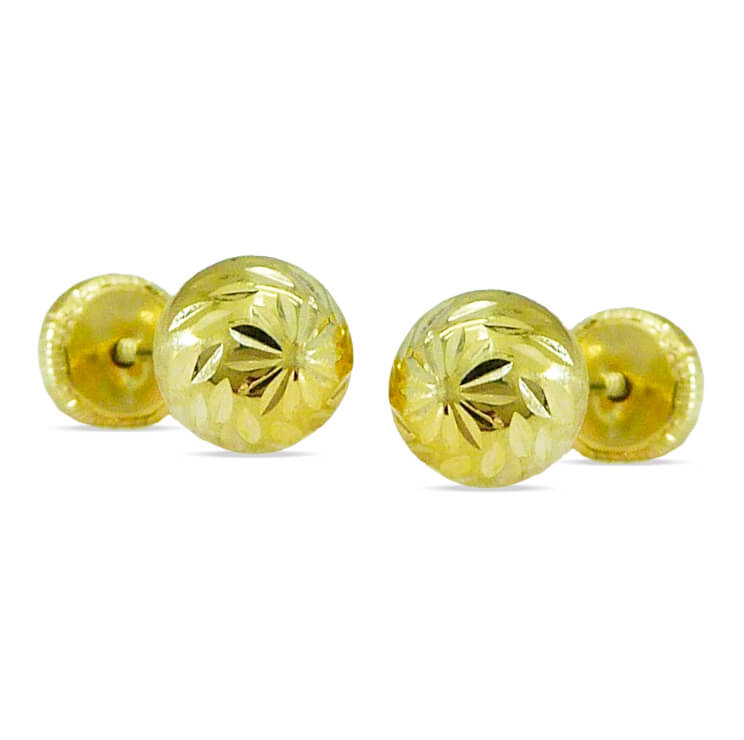 PENDIENTES BOLA TALLADA 6MM.TORNILLO.