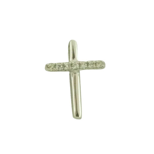 CRUZ ORO BLANCO 10x13MM 7 BRILLANTES 0.022 CT TW H-SI