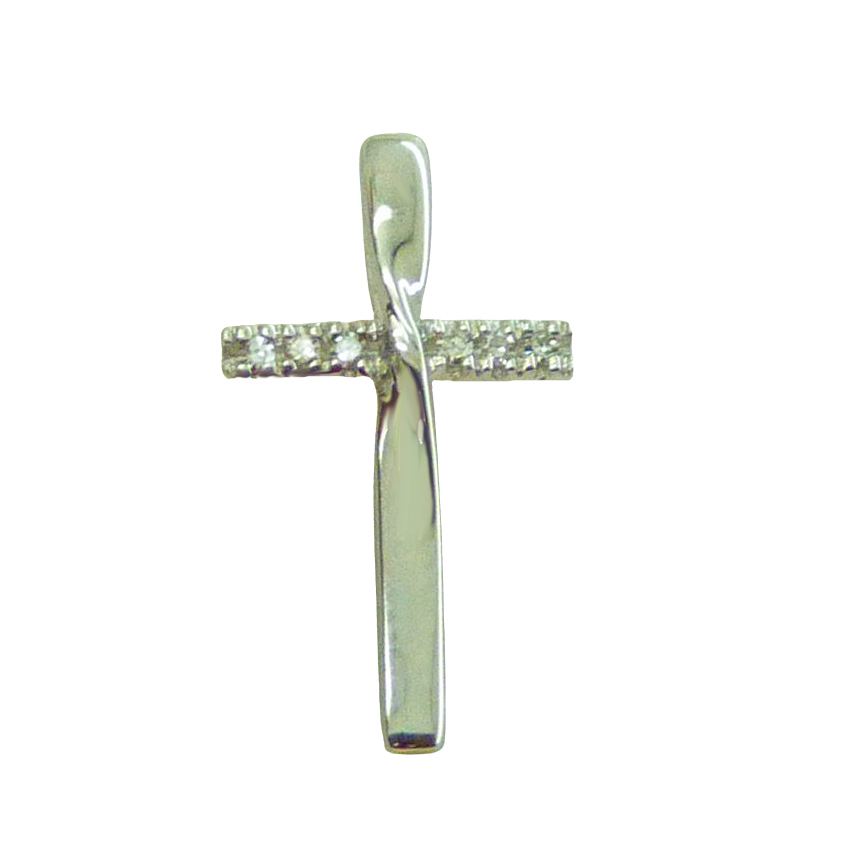 CRUZ ORO BLANCO 14x13MM 6BRILLANTES 0.018 CT TW H-SI