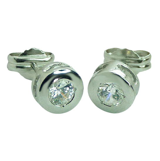 PENDIENTES CHATON BRILLANTE 4.00MM VS-H 0.50CT TW.