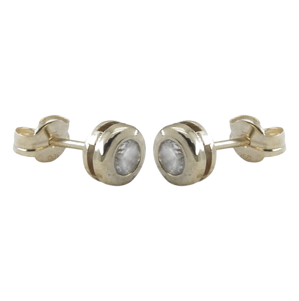 PENDIENTES CHATON ORO BLANCO PIEDRA 4MM.PRESION