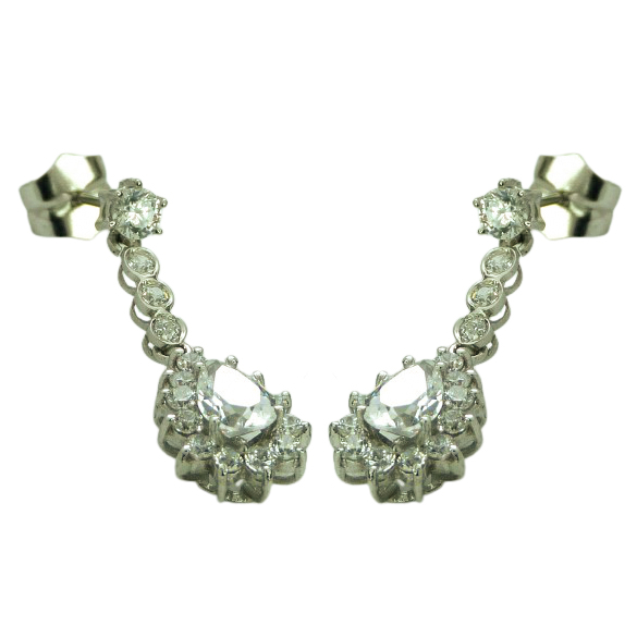 WHITE GOLD WEDDING EARRINGS WITH CZ.