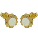 MOTER OF PEARL FLOWER STUD EARRINGS.