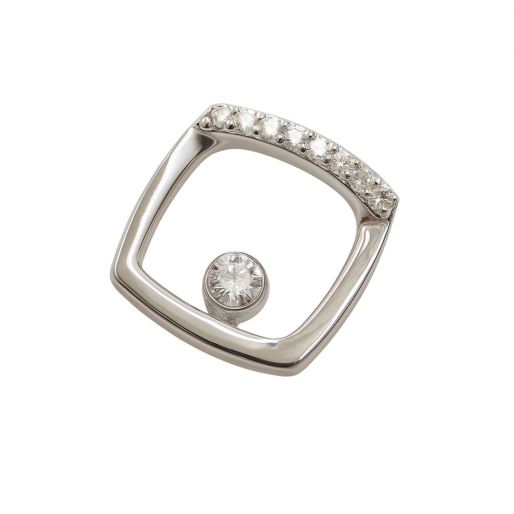 COLGANTE CUADRADO 9X9MM PERLA Y BRILLANTES 1/0.05-9/0.02 H-SI