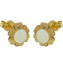 PENDIENTES COMUNION FLOR CON NACAR.PRESION