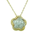 TWO TONE FLOWER PENDANT WITH CZ.8MM.