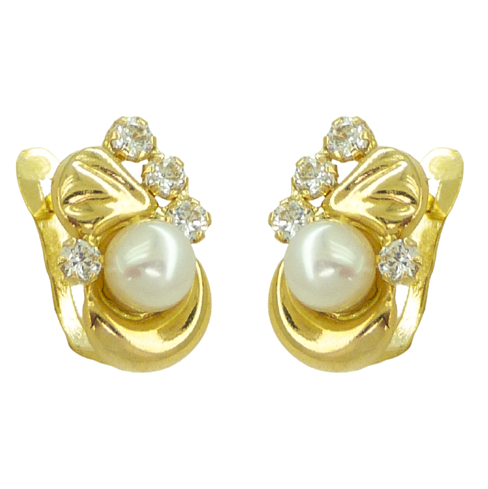 FRESHWATER PEARL AND CZ EARRINGS