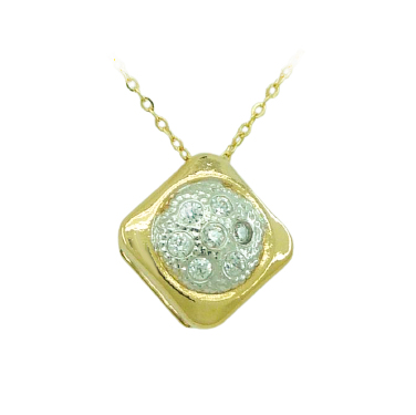 8MM SQUARE PENDANT WITH CZ.45CM LENGTH .