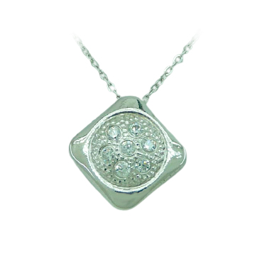 WHITE GOLD SQUARE PENDANT WITH CZ.8MM.