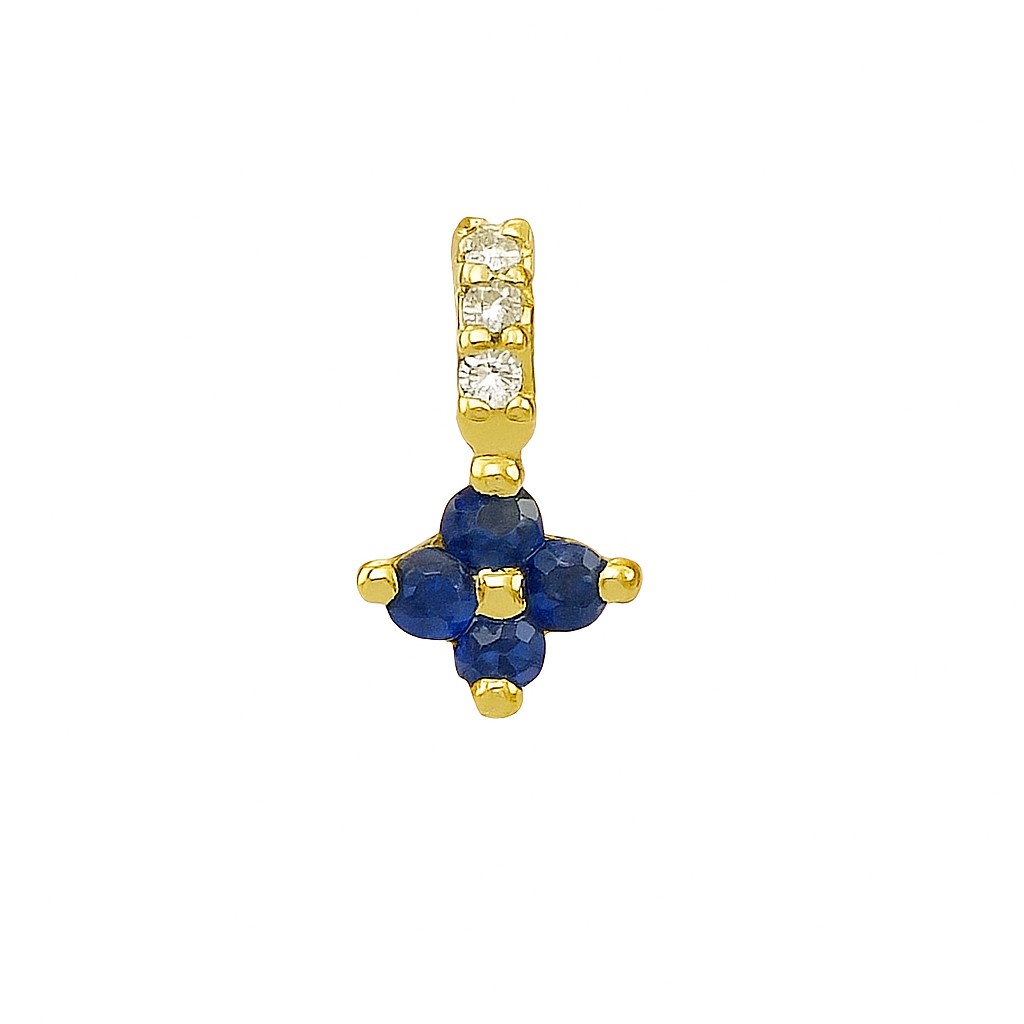 COLGANTE CUAJO NANO ZAFIROS DE 1.5MM Y BRILLANTES 1MM H-SI 0.02CT TW