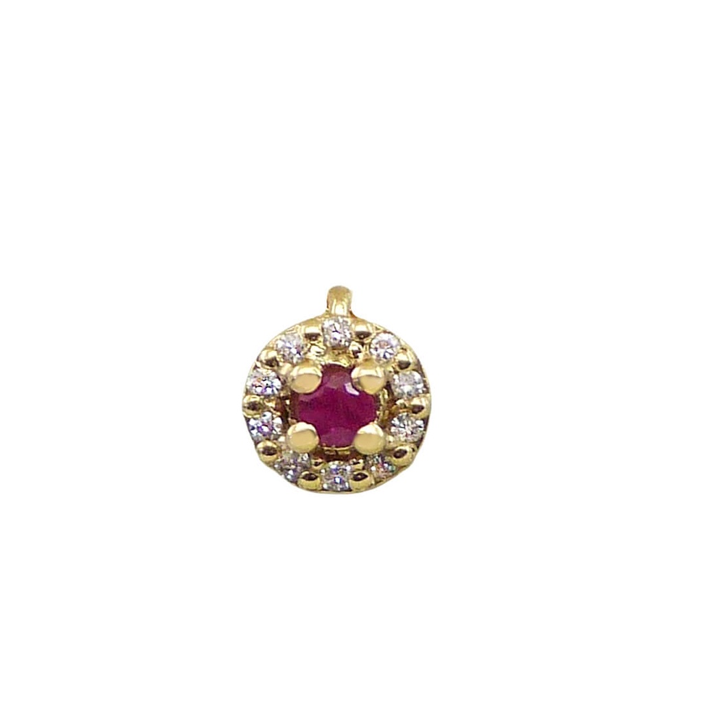 2.5MM RUBI AND DIAMONDS PENDANT.H-SI 0.07 CT TW