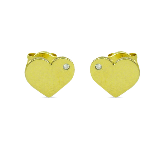 8MM HEART STUD EARRINGS WITH CZ.