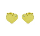 PENDIENTES CORAZON PLANO 8.5MM CON CIRCONITAS. PRESION