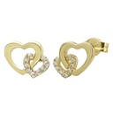 8MM DOUBLE HEART STUD EARRINGS WITH CZ.