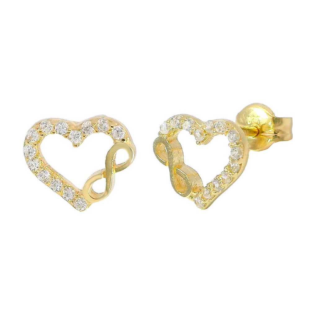 INFINITE SYMBOL HEART EARRINGS WITH CZ.8MM.