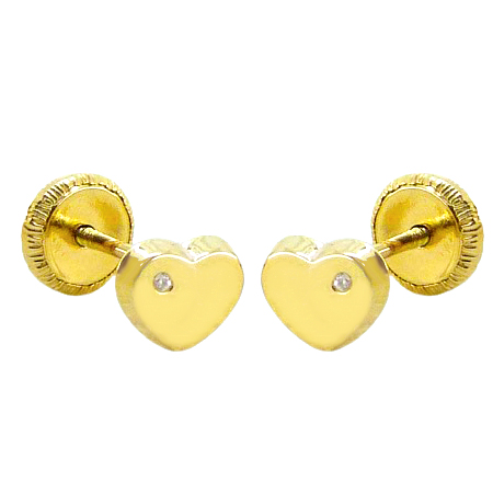 6MM HEART STUD EARRINGS WITH CZ.