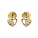 5'5MM OPENWORK HEART STUD EARRINGS WITH CZ.