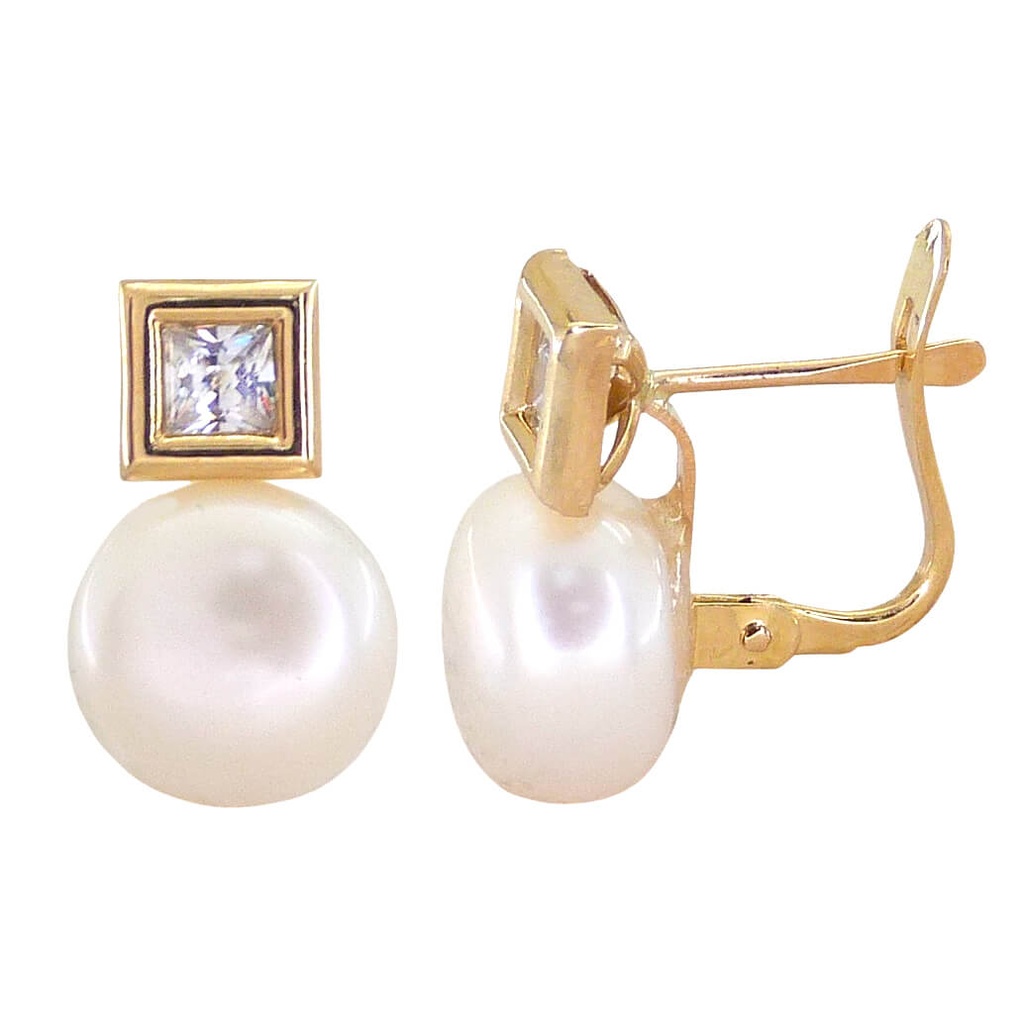10MM BUTTOM PEARL LEVERBACK EARRINGS.