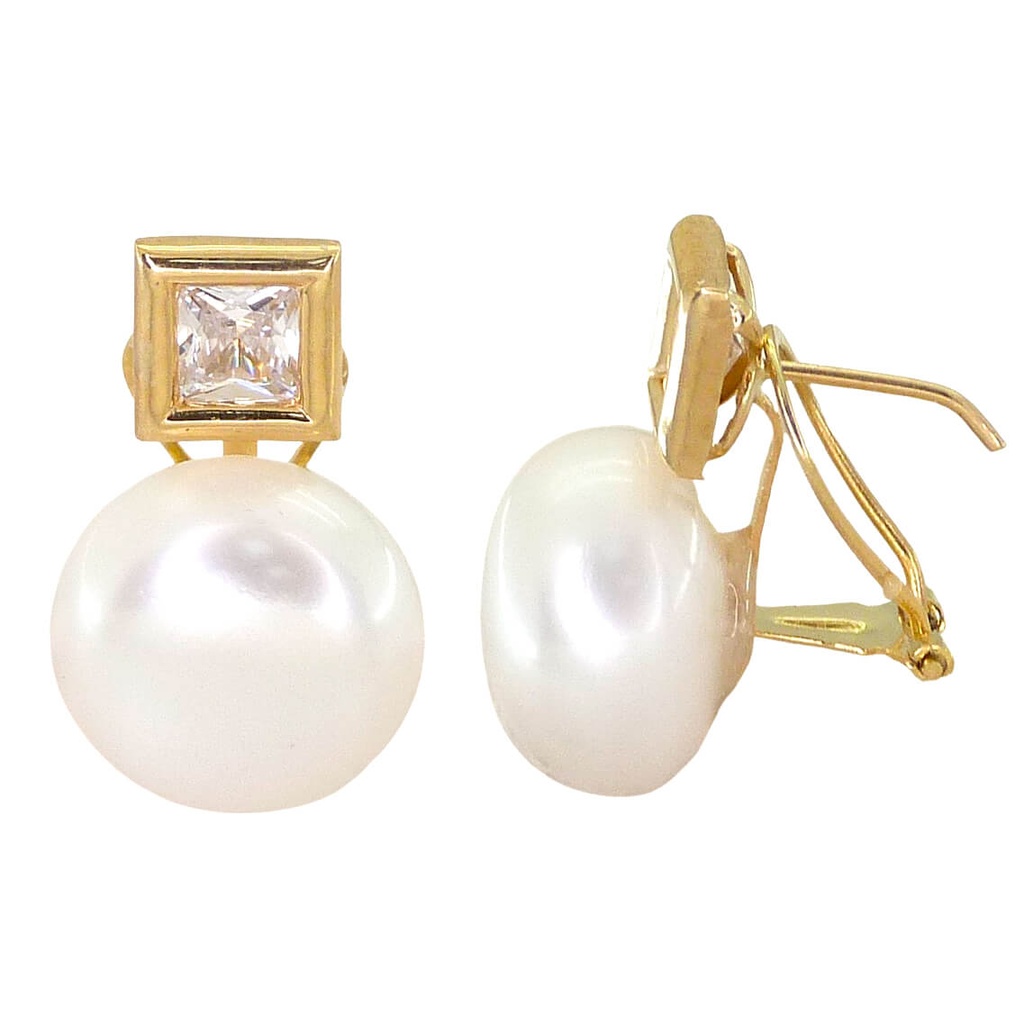 12MM BUTTOM PEARL OMEGA BACK EARRINGS.