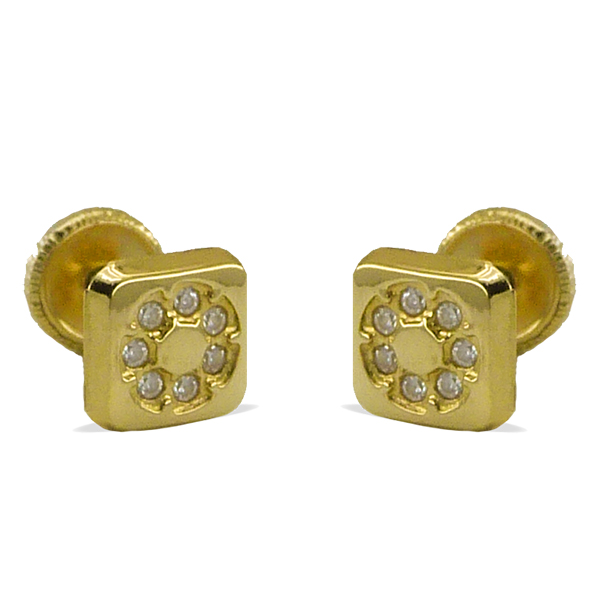5'5MM SQUARE STUD EARRINGS WITH CZ.