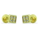 4x4MM SQUARE STUD EARRINGS.SCREW BACK.
