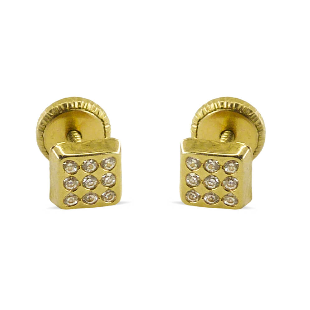 SQUARE STUD EARRINGS.SCREW BACK.