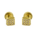 SQUARE STUD EARRINGS.SCREW BACK.