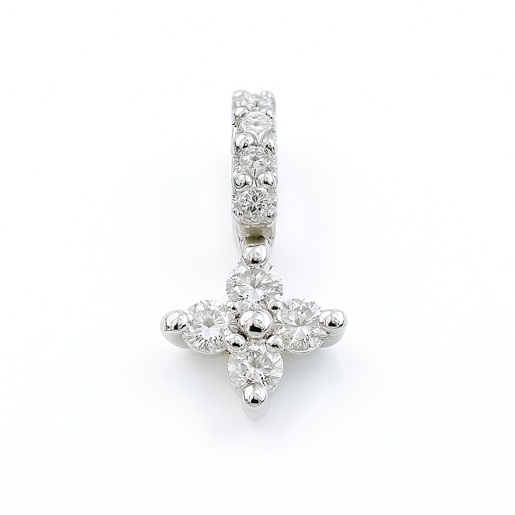 COLGANTE CUAJO 3 BRILLANTES  1.5MM Y  3 BRILLANTES 1MM H-SI 0.02CT.