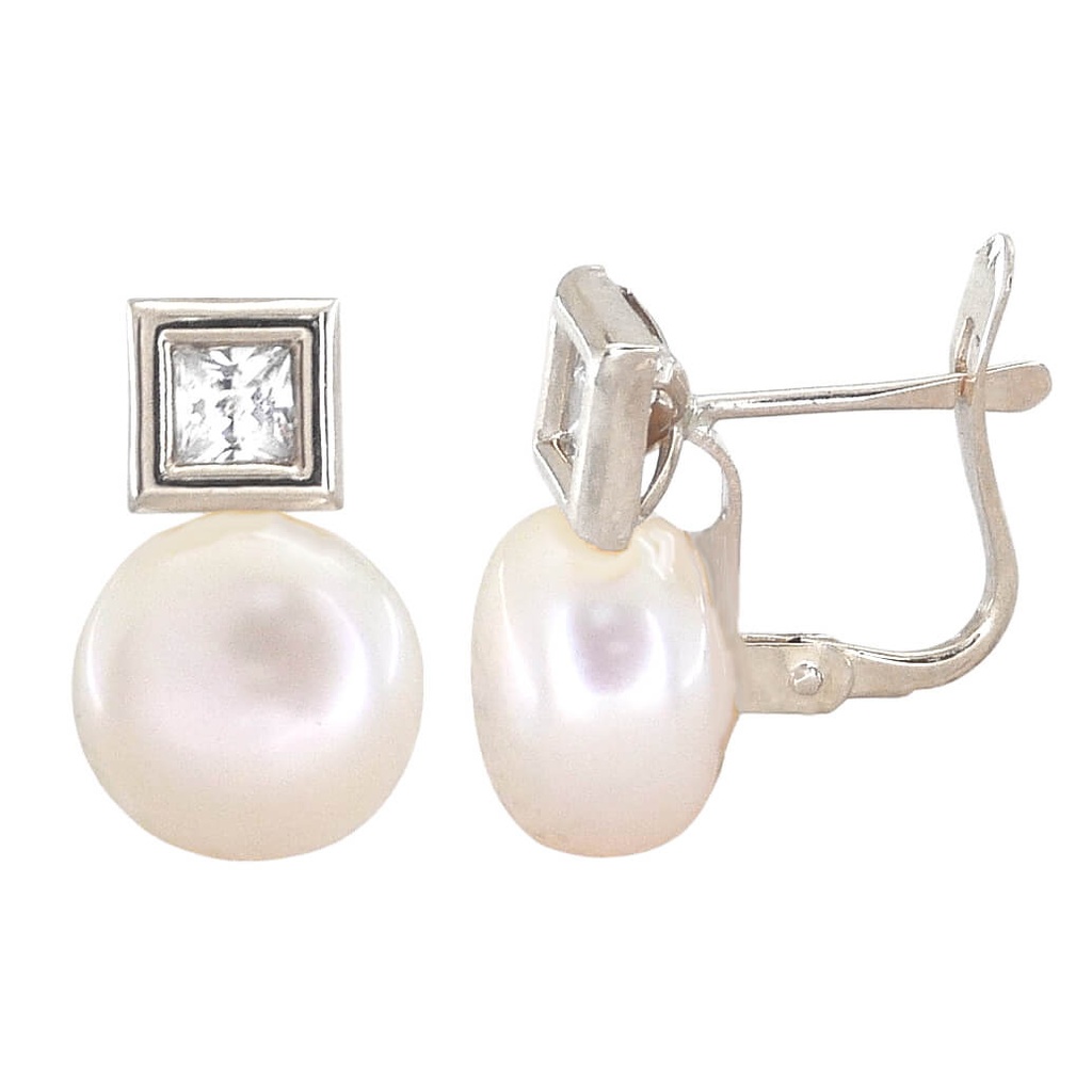 10MM BUTTOM PEARL LEVERBACK EARRINGS.