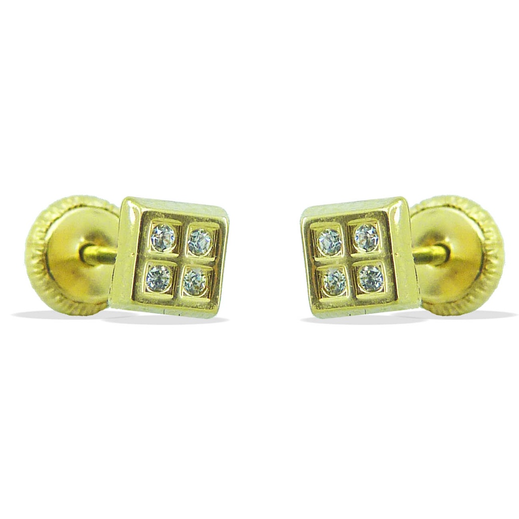 4x4MM SQUARE STUD EARRINGS.SCREW BACK.