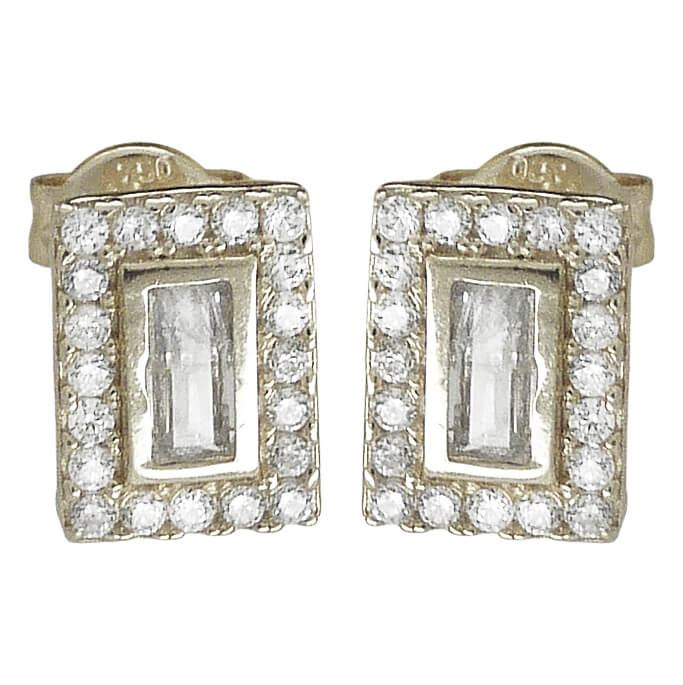 WHITE GOLD SQUARE STUD EARRINGS.