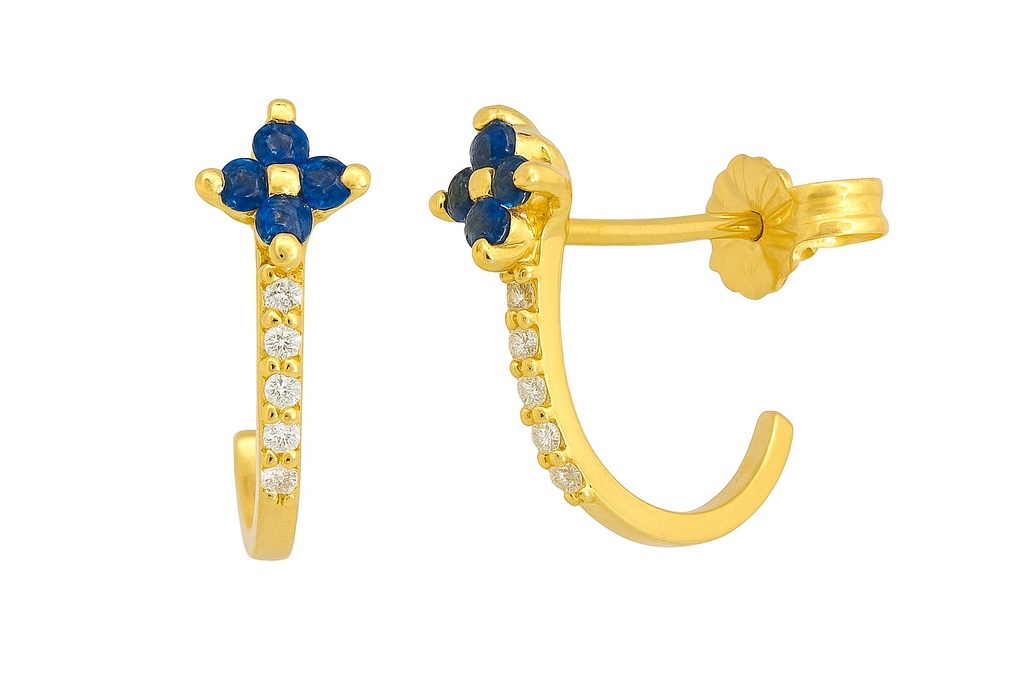 PENDIENTES CUAJO ZAFIRO 1.5MM.20 BRILLANTES 1MM H-SI 0.07 CT TW