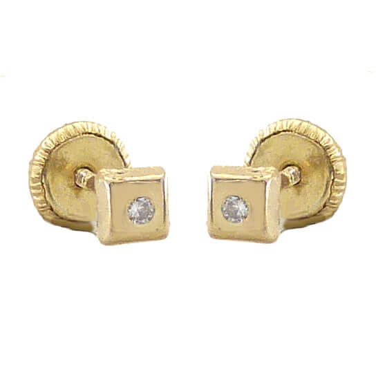 SQUARE STUD EARRINGS.SCREW BACK.