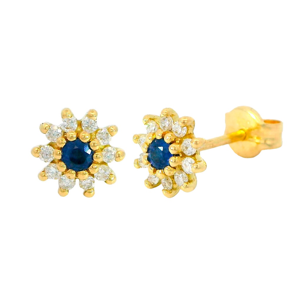 2MM NANO SAPPHIRE AND DIAMOND EARRINGS.H-SI 0.12 CT TW