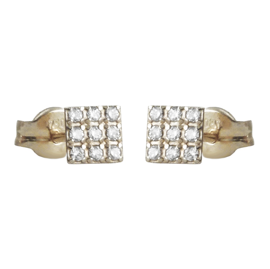 WHITE GOLD SQUARE STUD EARRINGS.
