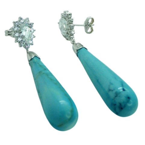 FINE TURQUOISE AND CZ EARRINGS