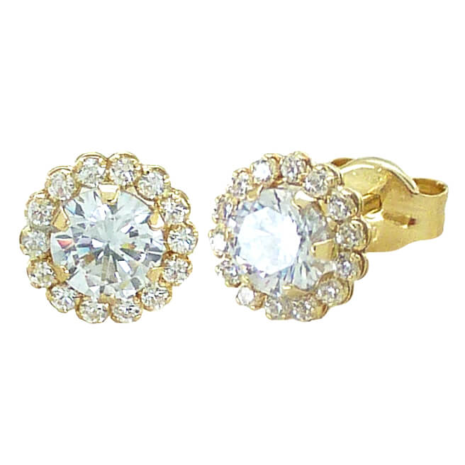 8MM RENNET CZ STUD EARRINGS.