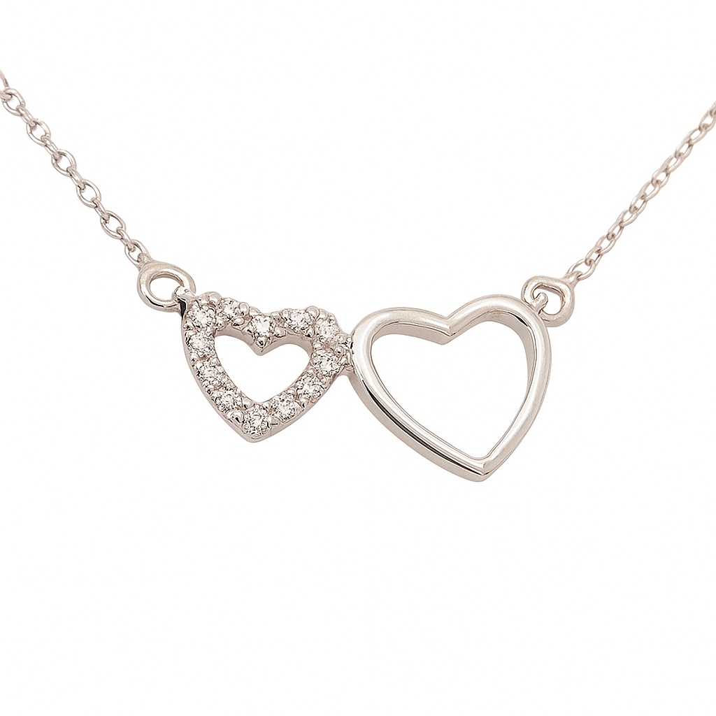 GARGANTILLA DOBLE CORAZON 12MM CON BRILLANTES 12/0.03 H-SI