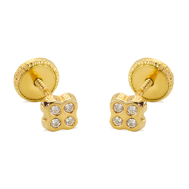 4'5MM QUATREFOIL STUD EARRINGS.SCREW BACK.