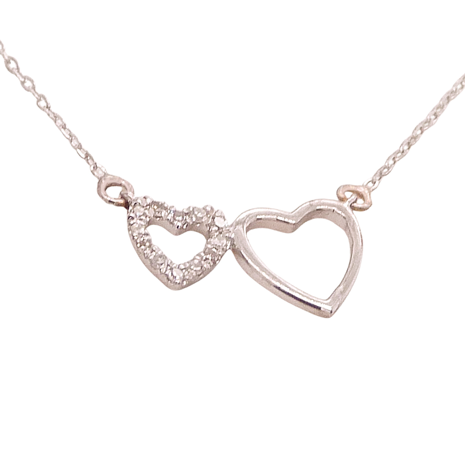 COLGANTE DOBLE CORAZON 12MM CON BRILLANTES  12/0.03 H-SI