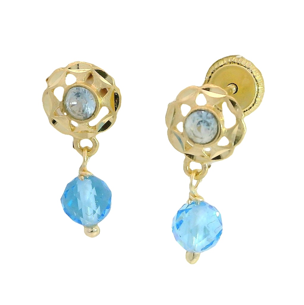 PENDIENTES CUBANA CRISTAL AZUL .TORNILLO. 15MM.